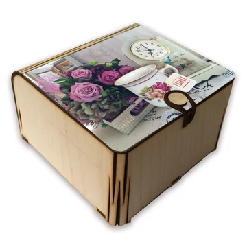 Vintage rózsa Gárdonyi teaház filteres teák fadobozban