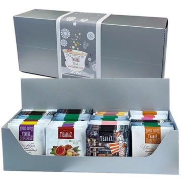 Egyedi teafilter válogatás 100db-os ezüst dobozban